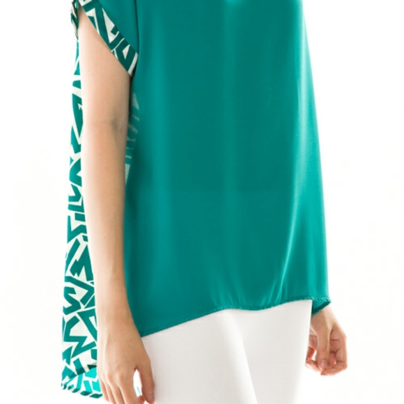 Plus Size Aztec High Low Print Top - Picture 4 of 7